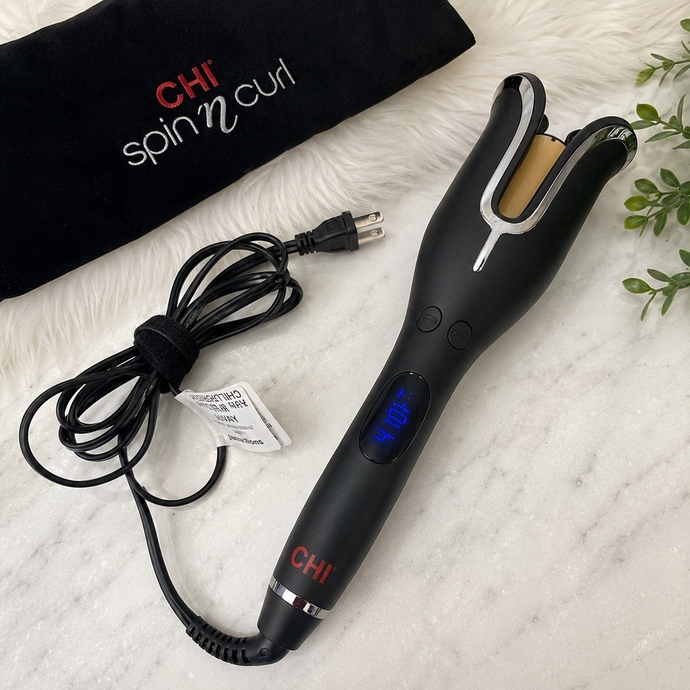 CHI Spin N Curl Automatic Rotating Hair Curler Black Ceramic Curling Iron